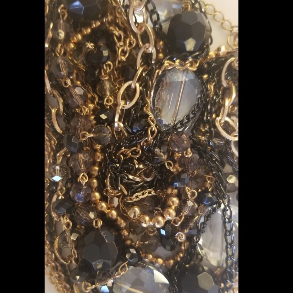 Statement Necklace multi layered beads black gold - Picture 5 of 6